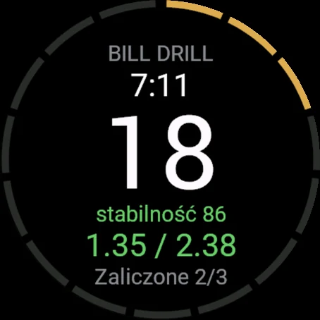 Seria Bill Drill zaliczona na zielono: pierwszy strzał 1.35, łącznie 2.38, zaliczone 2 z 3